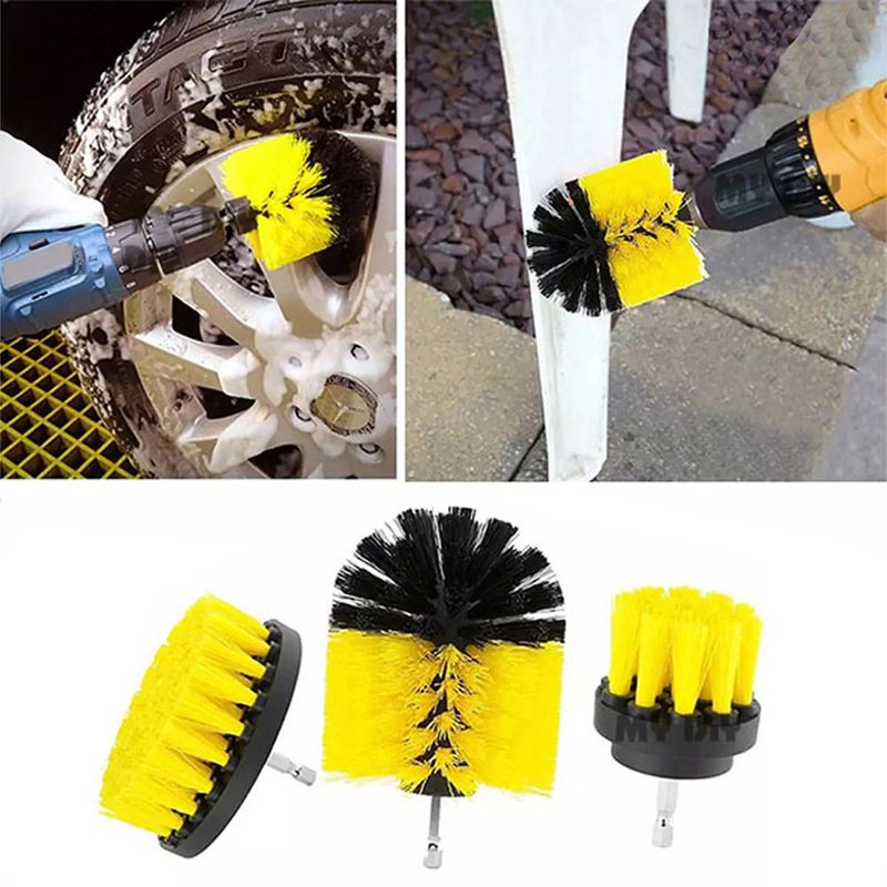 Auto si Moto - Intretinere auto - Produse curatare auto - Set 3 Perii de Curatare Zenino - Cu Adapor Pentru Bormasina, Universale, Utilizare Multipla, Negru/Galben - Infinity.ro