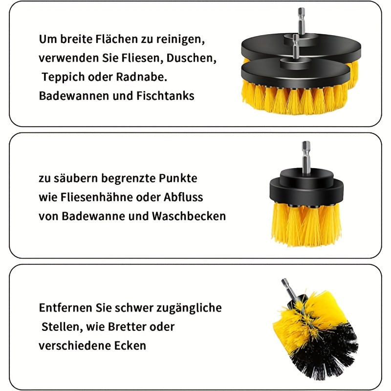 Auto si Moto - Intretinere auto - Produse curatare auto - Set 3 perii curatare, Plastic, Galben/Negru - Infinity.ro