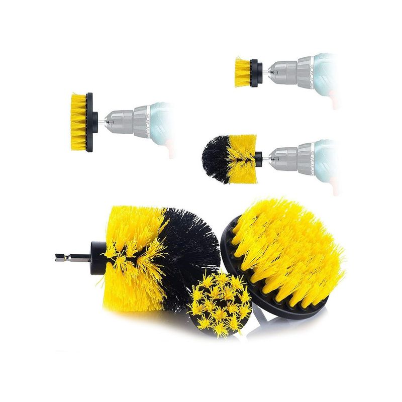 Auto si Moto - Intretinere auto - Produse curatare auto - Set 3 Perii de Curatare Zenino - Cu Adapor Pentru Bormasina, Universale, Utilizare Multipla, Negru/Galben - Infinity.ro