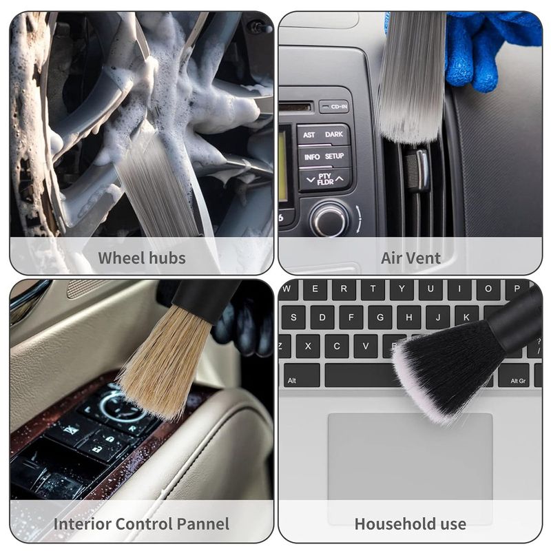 Auto si Moto - Intretinere auto - Produse curatare auto - Set 3 perii profesionale, Design fara metal si ergonomic, Nu este usor sa pierzi parul, Suspendabil, - Infinity.ro