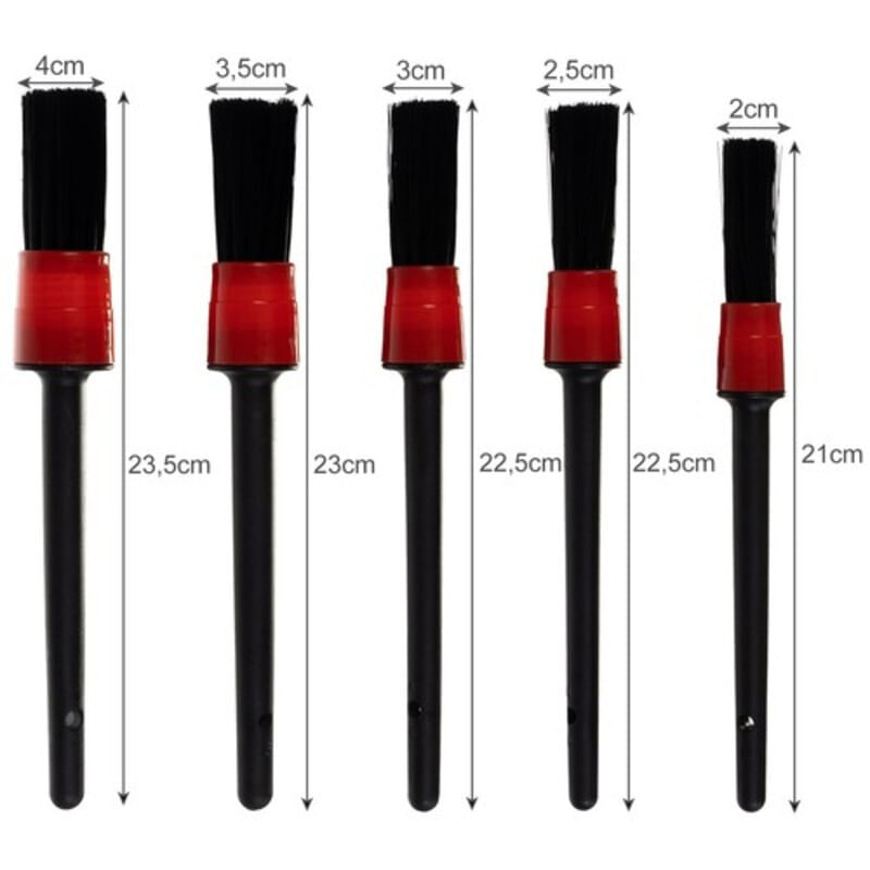 Auto si Moto - Intretinere auto - Produse curatare auto - Set 5 pensule cu perii sintetici moi + laveta microfibra pentru detailing auto - Infinity.ro