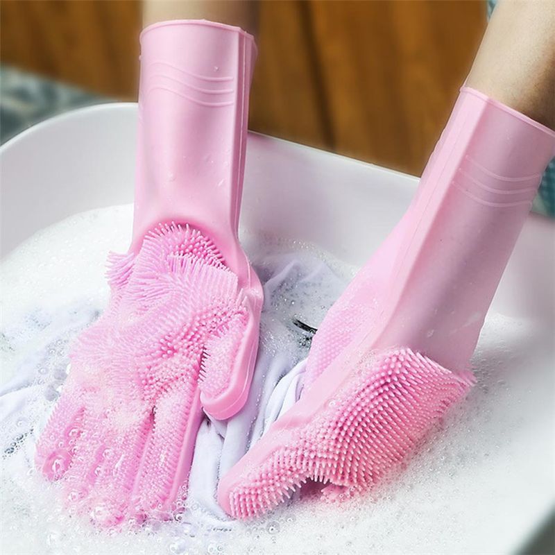 Casa si Gradina - Textile si covoare - Textile bucatarie - Manusi bucatarie - Manusi profesionale din silicon cu perii pentru spalat vasele si pentru protejarea mainilor, reutilizabile, - Infinity.ro