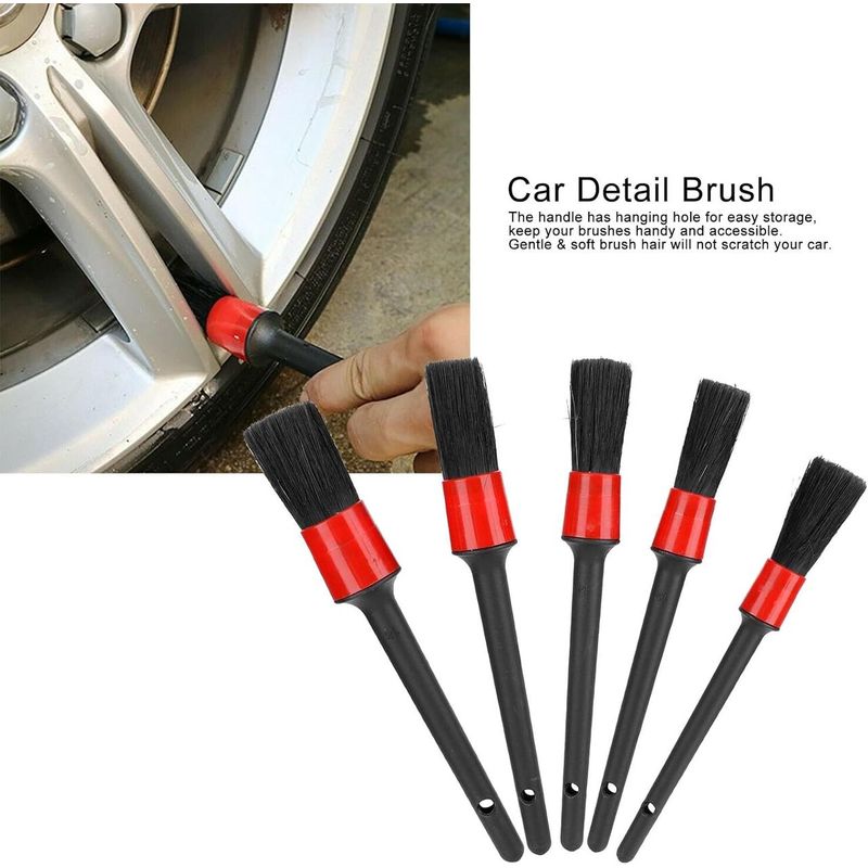 Auto si Moto - Intretinere auto - Produse curatare auto - Set de 5 perii pentru detalii auto pentru curatarea interiorului si exteriorului masinii, Diferite dimensiuni - Infinity.ro