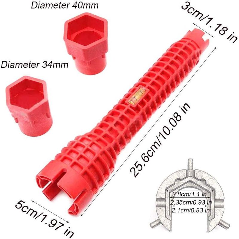 Casa si Gradina - Constructii - Scule de mana si unelte - Chei si truse chei - Cheie multifunctionala pentru instalatii sanitare, Plastic/Aliaj aluminiu, Rosu - Infinity.ro