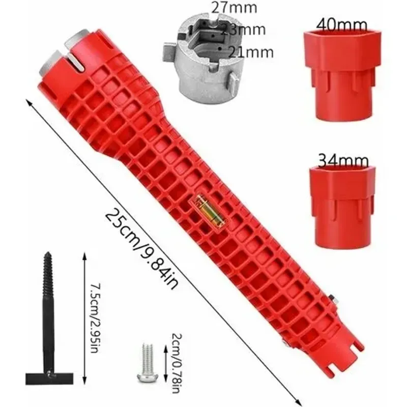 Casa si Gradina - Constructii - Scule de mana si unelte - Chei si truse chei - Cheie multifunctionala pentru instalatii sanitare, Plastic/Aluminiu, Rosu/Argintiu - Infinity.ro