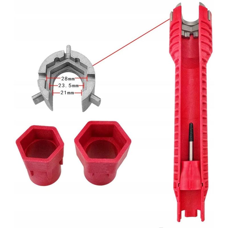 Casa si Gradina - Constructii - Scule de mana si unelte - Chei si truse chei - Cheie Pentru Tevi De Apa, Multifunctionala, Maner Antiderapant, Otel De Inalta Calitate, Rosu - Infinity.ro