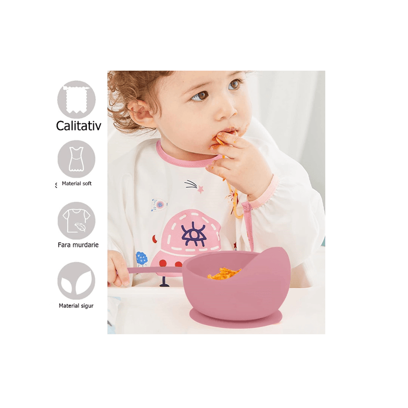 Jucarii, Copii si Bebe - Hrana si alaptare - Biberoane, suzete si accesorii hranire - Articole hranire bebelusi - Set 8 piese din silicon fara BPA, AT PERFORMANCE, de diversificare a hranei pentru bebelusi, 6+ luni, cu Bol, - Infinity.ro