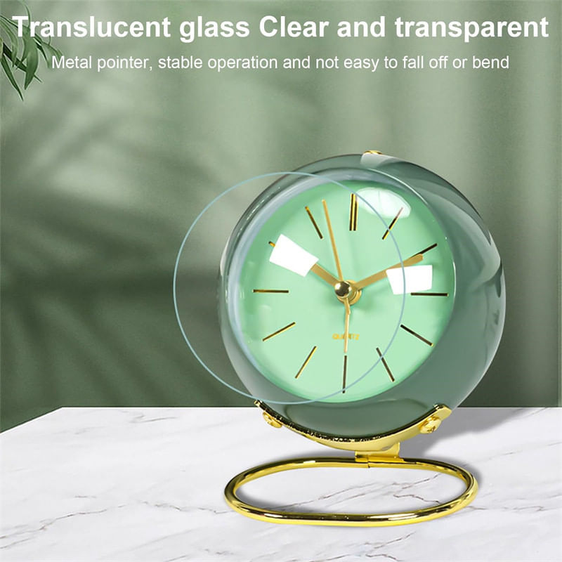 Casa si Gradina - Decoratiuni - Ceasuri - Ceas desteptator analog, Metal, 11x9x7 cm, Verde/Auriu - Infinity.ro