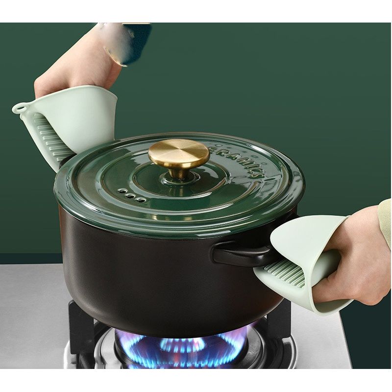 Casa si Gradina - Textile si covoare - Textile bucatarie - Manusi bucatarie - Set 2 buc Manusa de bucatarie, din silicon termorezistent , Verde - Infinity.ro