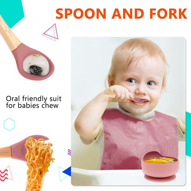 Jucarii, Copii si Bebe - Hrana si alaptare - Biberoane, suzete si accesorii hranire - Articole hranire bebelusi - Set hranire bebe din silicon, Darklove, 1 baveta, 1 farfurie compartimentata, 1 bol cu ventuza, lingurita si - Infinity.ro