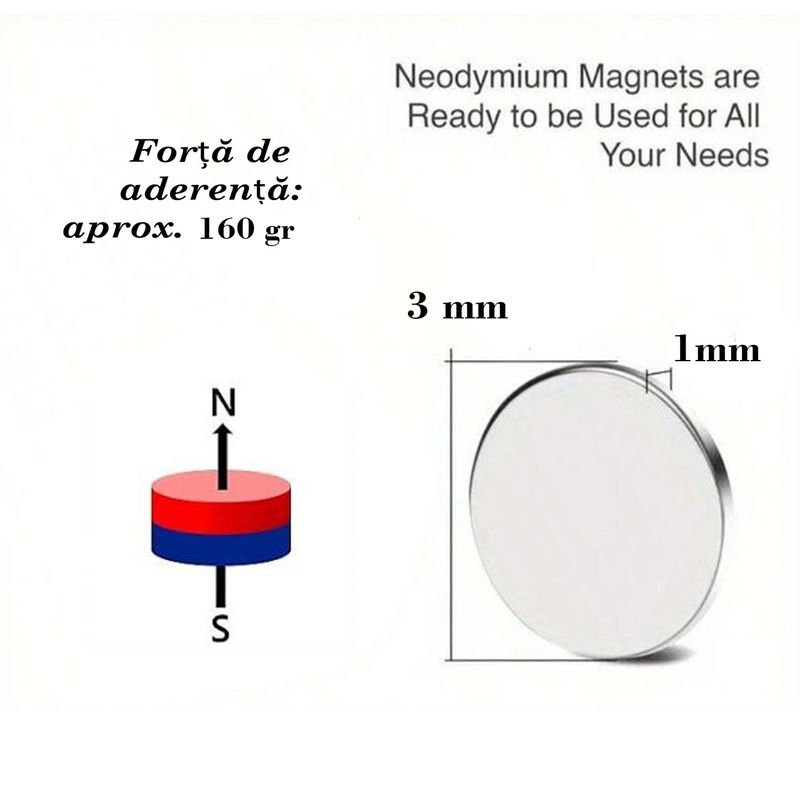 Casa si Gradina - Mobilier - Feronerie si accesorii mobila - Magnet neodim, 3mm x 1mm - Infinity.ro