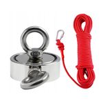 Casa si Gradina - Constructii - Feronerie si accesorii - Suruburi, dibluri si accesorii uz general - Magnet cu neodim, 240 kg, Sfoara cu carabina, 20 m, Argintiu/Rosu - Infinity.ro