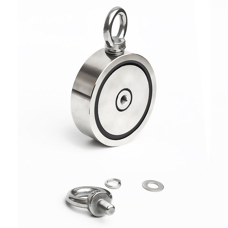 Casa si Gradina - Mobilier - Feronerie si accesorii mobila - Set magnet fishing neodim D 94 mm 300 kg forta pescuit puternic funie 20 m de 8 mm carabina doua carlige - Infinity.ro