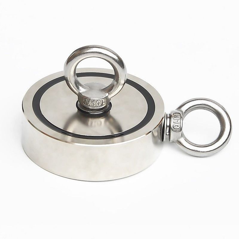 Casa si Gradina - Mobilier - Feronerie si accesorii mobila - Set magnet fishing neodim D 94 mm 300 kg forta pescuit puternic funie 20 m de 8 mm carabina doua carlige - Infinity.ro