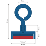 Casa si Gradina - Constructii - Feronerie si accesorii - Suruburi, dibluri si accesorii uz general - Magnet oala D42mm carlig inelar neodim puternic N35 forta 45 kg - Infinity.ro