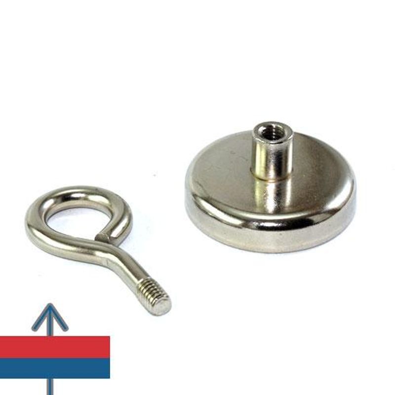 Casa si Gradina - Constructii - Feronerie si accesorii - Suruburi, dibluri si accesorii uz general - Magnet oala D42mm carlig inelar neodim puternic N35 forta 45 kg - Infinity.ro