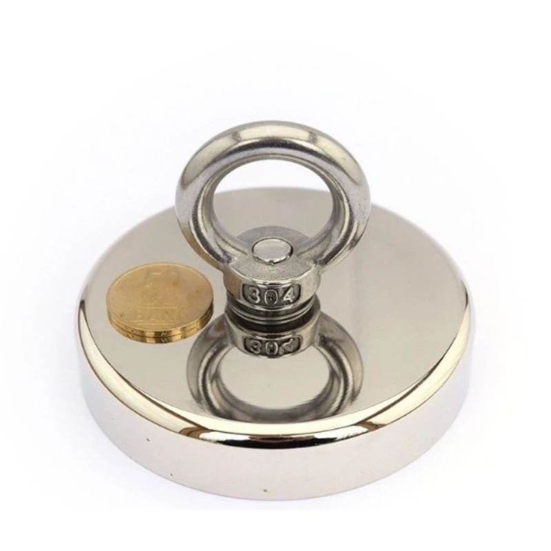Casa si Gradina - Constructii - Feronerie si accesorii - Suruburi, dibluri si accesorii uz general - Magnet neodim oala D75 mm crlig inelar Magnet fishing 160 Kg forta - Infinity.ro