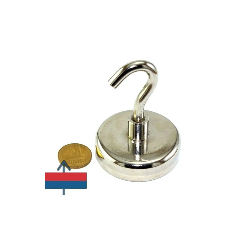 Casa si Gradina - Mobilier - Feronerie si accesorii mobila - Magnet neodim oala D 48 mm crlig inelar - Magnet pentru pescuit 65kg - Infinity.ro
