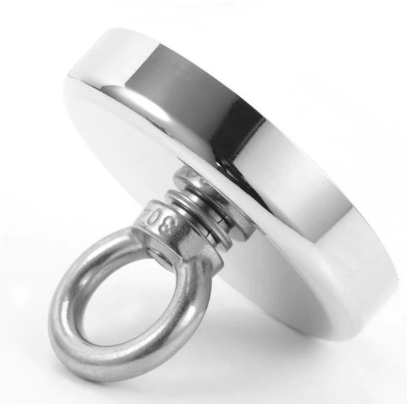 Casa si Gradina - Constructii - Feronerie si accesorii - Suruburi, dibluri si accesorii uz general - Magnet neodim oala D75 mm crlig inelar Magnet fishing 160 Kg forta - Infinity.ro