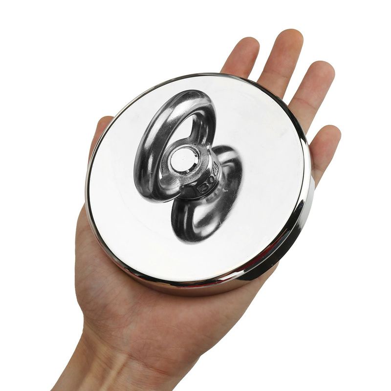 Casa si Gradina - Constructii - Feronerie si accesorii - Suruburi, dibluri si accesorii uz general - Set Magnet pentru pescuit neodim oala D120 mm carlig inelar rotativ, forta prindere 480kg cu sfoara 20 metri - Infinity.ro