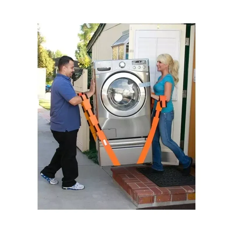 Casa si Gradina - Constructii - Depozitare, transport si protectie - Echipamente pentru transport si ridicat - Set de doua centuri pentru ridicat mobila si obiecte voluminoase, portocaliu - Infinity.ro