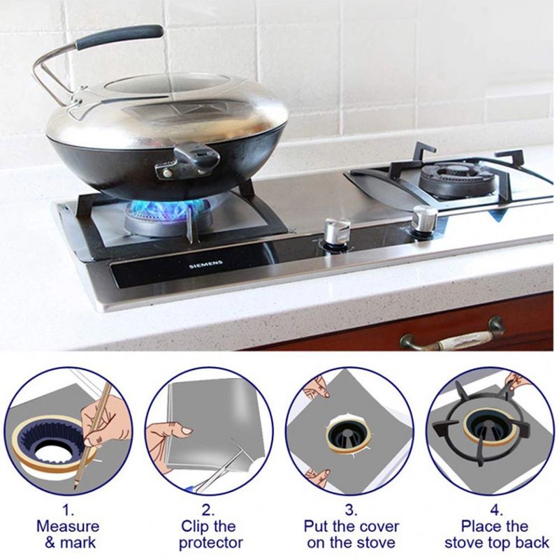 Electronice si Electrocasnice - Aragazuri, cuptoare si hote - Accesorii aragazuri, cuptoare si hote - Accesorii aragazuri - Set 4 Folii de Protectie Premium pentru Plita si Aragaz SILVER - Infinity.ro