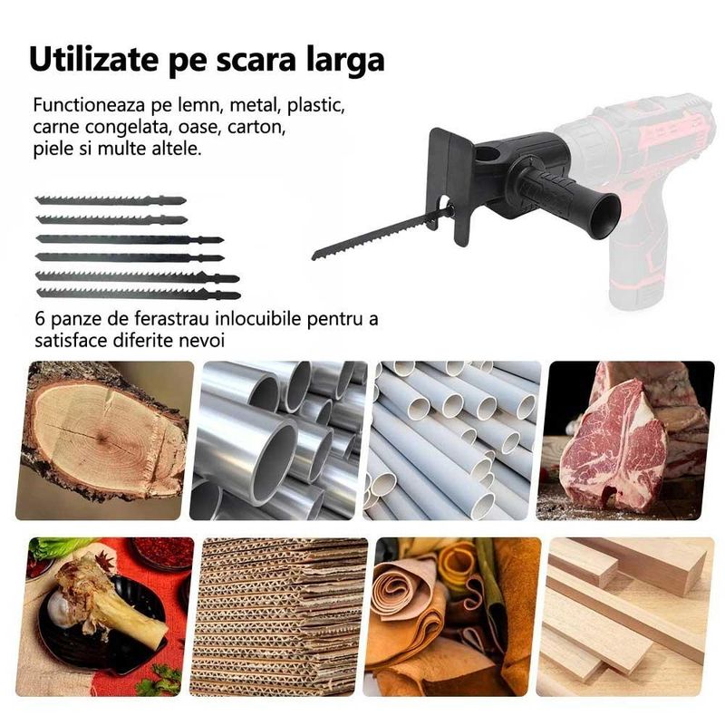 Casa si Gradina - Constructii - Scule electrice si accesorii - Accesorii fierastraie electrice - Adaptor fierastrau lance sau pendular, Folixs, pentru bormasina electrica, Portabil, Multifunctional, cu 6 - Infinity.ro