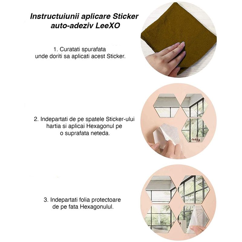Casa si Gradina - Decoratiuni - Stickere decorative - Set 12 bucati, LeeXo Luxury Sticker Acrilic Cristal Diamont, Auto-Adeziv Tip Oglinda Decorativa Design - Infinity.ro