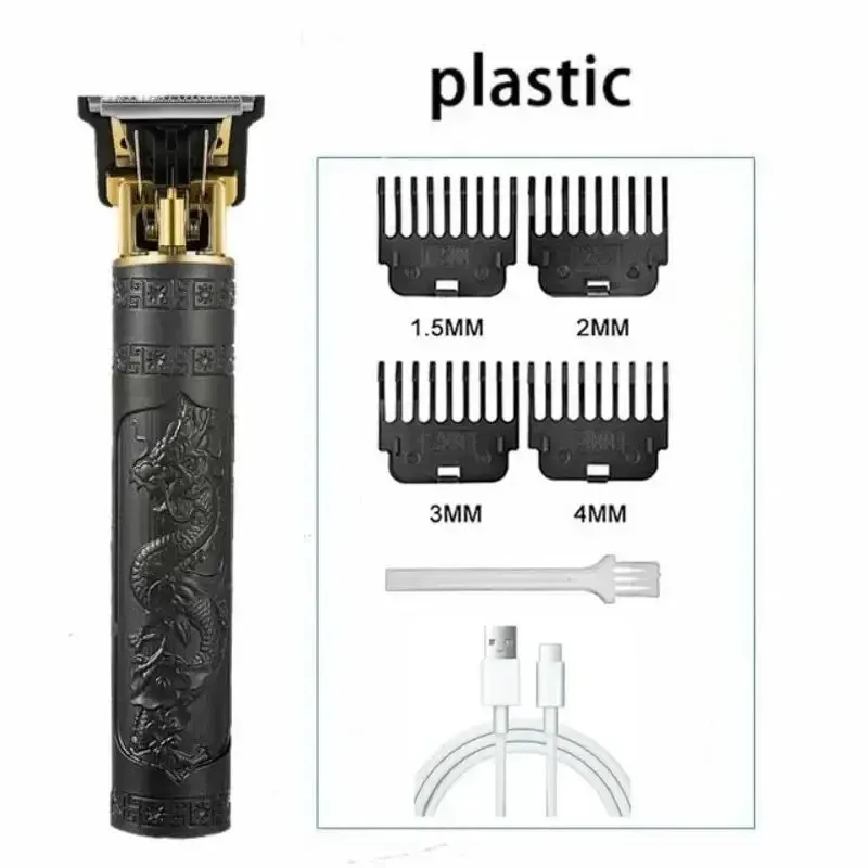 Masina Profesionala de tuns barba si contur cu acumulator, 4x trimmer, model dragon, incarcare USB, Negru