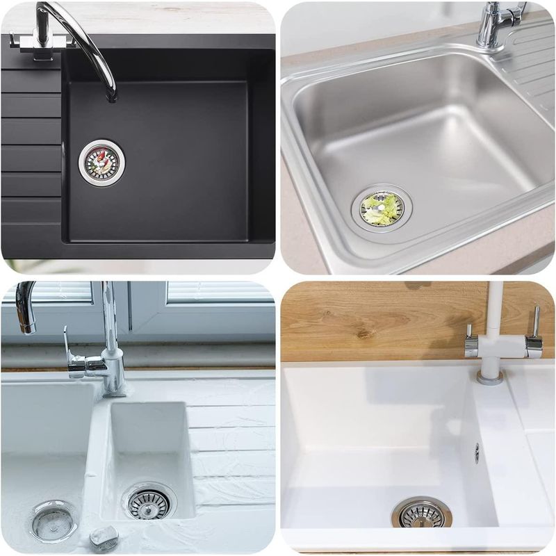 Casa si Gradina - Sanitare - Chiuveta bucatarie si accesorii - Accesorii chiuvete - Sita pentru chiuveta, Otel inoxidabil/Cauciuc, 80mm, Argintiu - Infinity.ro