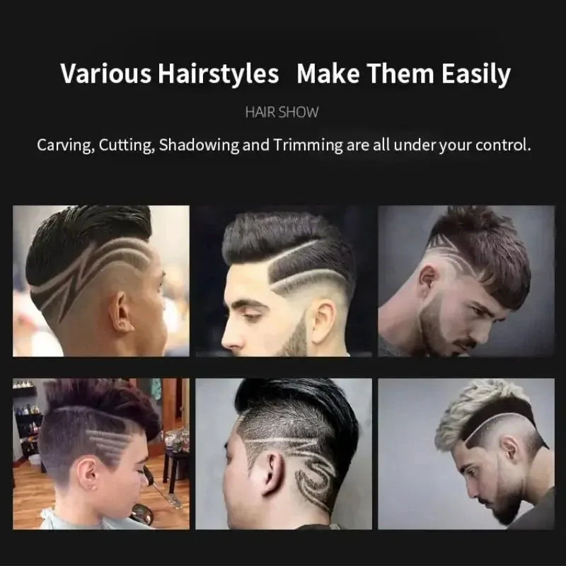 Ingrijire personala si Cosmetice - Aparate & accesorii ingrijire personala - Aparate de ras si tuns - Seturi complete de ras & tuns - Masina Profesionala de tuns barba si contur cu acumulator, 4x trimmer, model dragon, incarcare USB, Negru - Infinity.ro