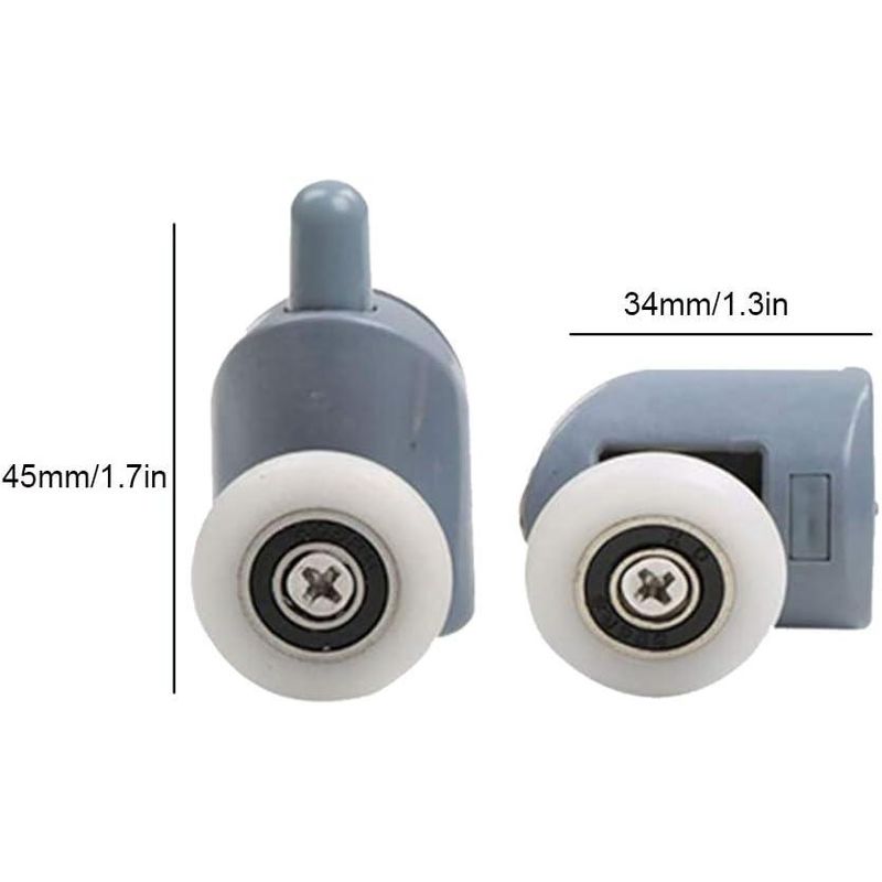 Casa si Gradina - Sanitare - Suporturi si accesorii baie - Suporturi baie - Set 8 role pentru usa de dus, ABS, Gri/Alb - Infinity.ro