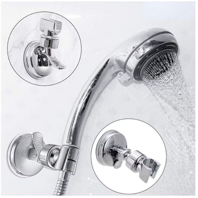 Casa si Gradina - Sanitare - Suporturi si accesorii baie - Suporturi baie - Suport cu ventuza pentru para de dus, din plastic, reglabil, sustinere pana la 5kg, crom elegant - Infinity.ro