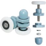 Casa si Gradina - Sanitare - Suporturi si accesorii baie - Suporturi baie - Set 10 role pentru usa de dus, Abs/Inox, 25 mm, Alb/Albastru - Infinity.ro