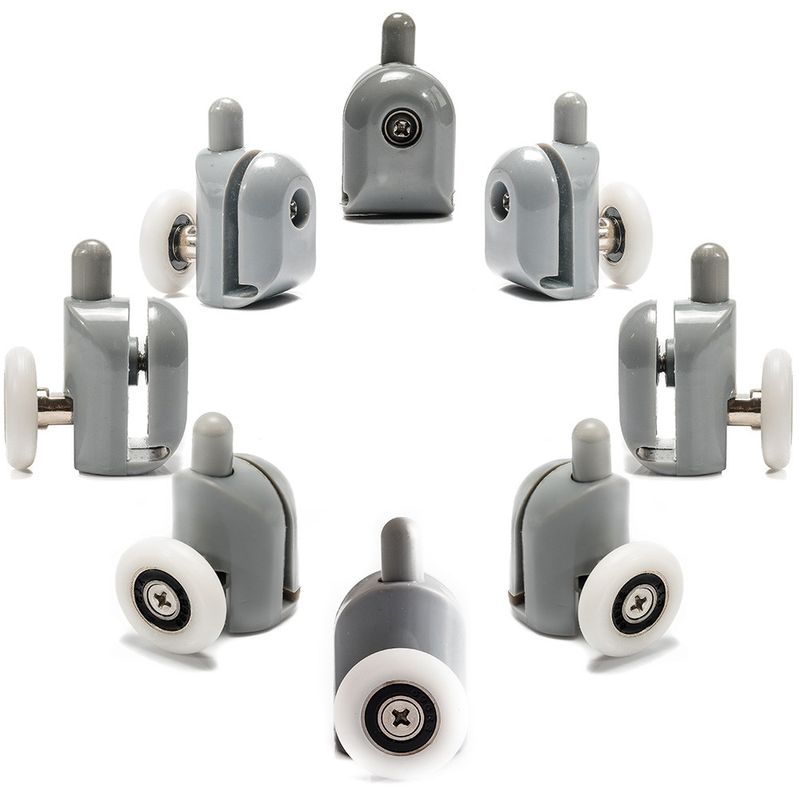 Casa si Gradina - Sanitare - Suporturi si accesorii baie - Suporturi baie - Set 8 role pentru cabina de dus, Plastic, Gri - Infinity.ro