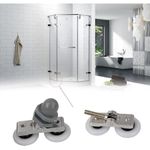 Casa si Gradina - Sanitare - Suporturi si accesorii baie - Suporturi baie - Set 4 role pentru cabina de dus, ABS/Aluminiu, 23 mm, Alb/Gri - Infinity.ro