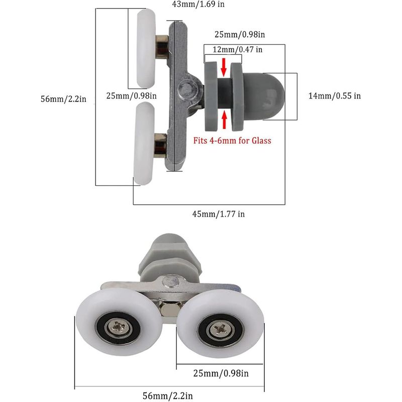 Casa si Gradina - Sanitare - Suporturi si accesorii baie - Suporturi baie - Set 4 role dus, Aluminiu/ABS, 25 x 6 mm, Gri/Alb - Infinity.ro