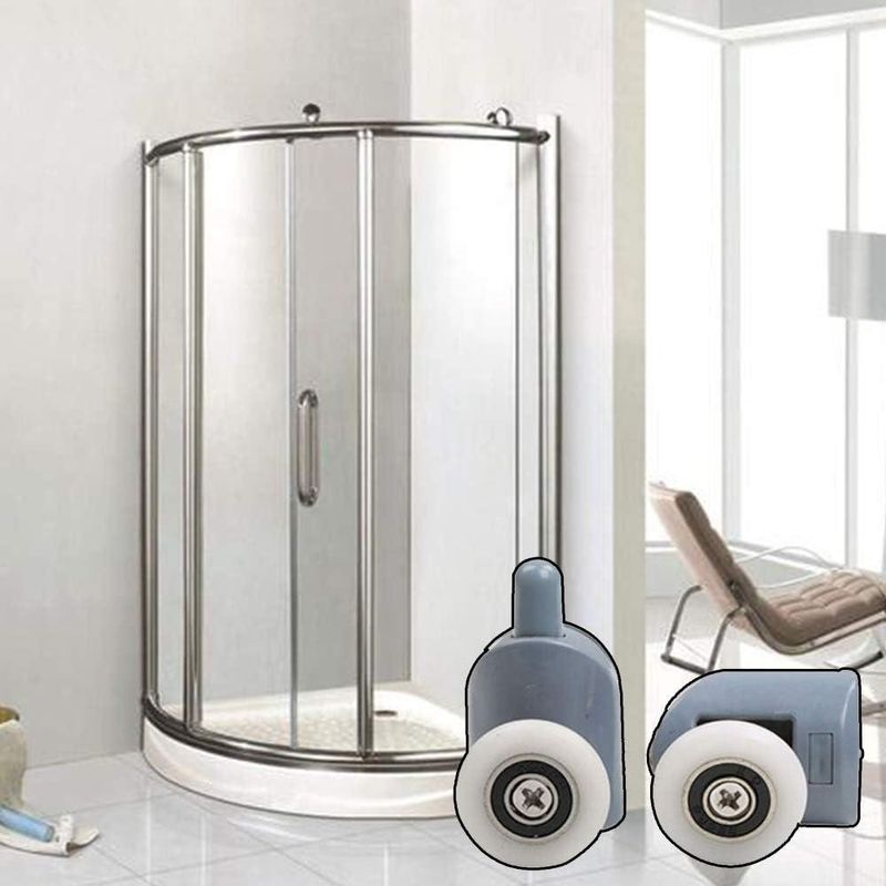 Casa si Gradina - Sanitare - Suporturi si accesorii baie - Suporturi baie - Set 8 role pentru usa de dus, ABS, Gri/Alb - Infinity.ro