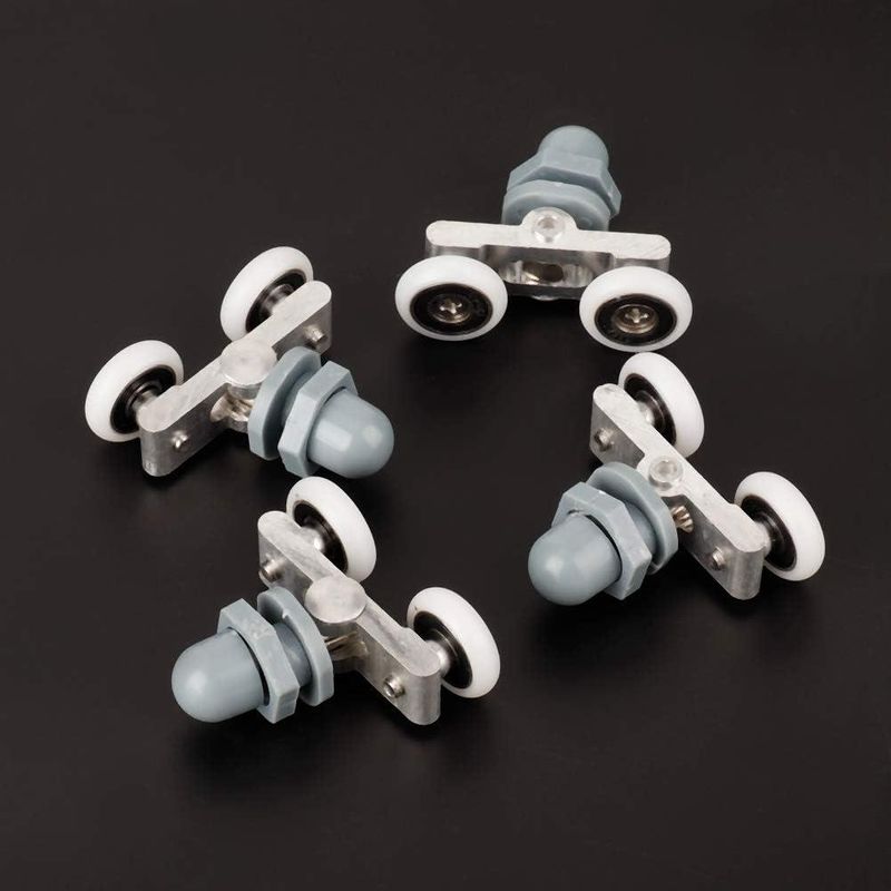 Casa si Gradina - Sanitare - Suporturi si accesorii baie - Suporturi baie - Set 4 role pentru usa glisanta dus, Sticla, 23mm, Gri/Alb - Infinity.ro