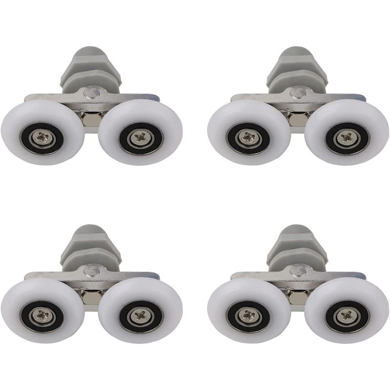 Casa si Gradina - Sanitare - Suporturi si accesorii baie - Suporturi baie - Set 4 role glisare usa dus, 23 mm, Gri/Alb - Infinity.ro