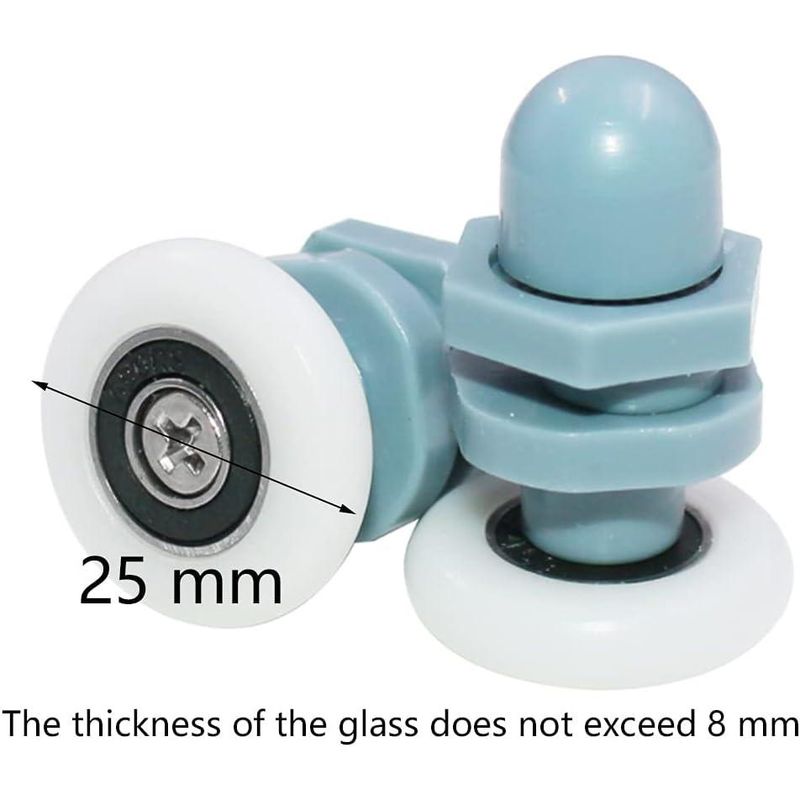 Casa si Gradina - Sanitare - Suporturi si accesorii baie - Suporturi baie - Set 10 role pentru usa de dus, Abs/Inox, 25 mm, Alb/Albastru - Infinity.ro