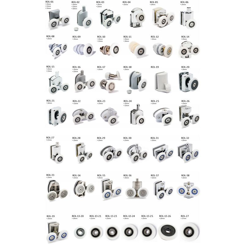 Casa si Gradina - Sanitare - Suporturi si accesorii baie - Suporturi baie - Set 8 role pentru cabina de dus, Plastic, Gri - Infinity.ro