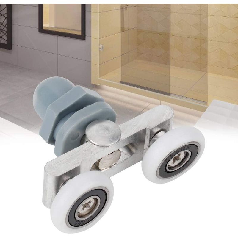 Casa si Gradina - Sanitare - Suporturi si accesorii baie - Suporturi baie - Set 4 role pentru usa glisanta dus, Sticla, 23mm, Gri/Alb - Infinity.ro