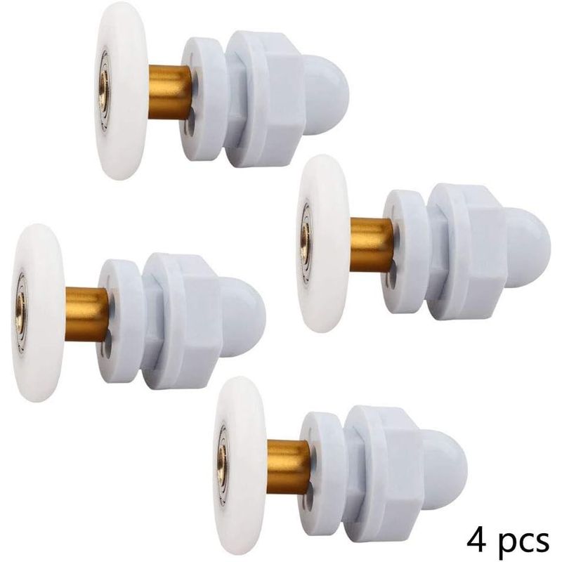 Casa si Gradina - Sanitare - Suporturi si accesorii baie - Suporturi baie - Set 4 role cabina dus, Plastic/Cupru, 42 x 23 mm, Alb/Auriu - Infinity.ro