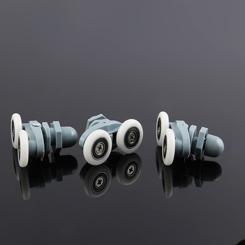 Casa si Gradina - Sanitare - Cazi si cabine de dus - Cabine dus - Set 4 role pentru usa cabina de dus, ABS/Aluminiu, 23 mm, Gri/Alb - Infinity.ro