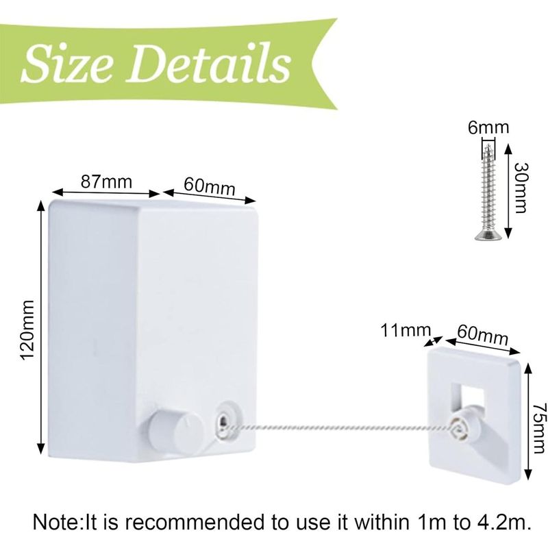 Market - Spalare si intretinere rufe - Uscatoare de rufe si accesorii - Sfoara de rufe retractabila, Inox / ABS, Design anti-cadere, 4.2 m, Alb/Gri - Infinity.ro