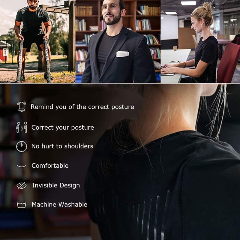 Ingrijire personala si Cosmetice - Sanatate si wellness - Aparate medicale - Suporturi ortopedice si orteze - Corector de postura unisex, Piele/Bumbac, Reglabil, 20x14 cm, Negru - Infinity.ro