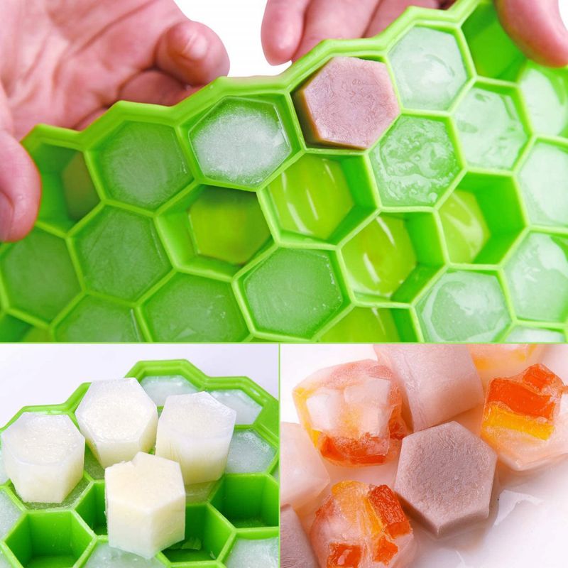 Casa si Gradina - Bucatarie si vesela - Accesorii bar - Forme cuburi de gheata - Forma cuburi de gheata Fagure Hexagon din silicon - potrivita si pentru uz profesional, Verde - Infinity.ro
