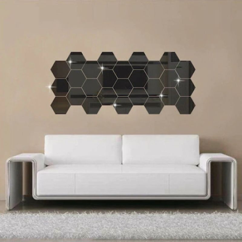 Casa si Gradina - Decoratiuni - Stickere decorative - Set 12 stickere din acril auto-adezive, tip oglinda decorativa, 3D, 126x110x63mm, Negru - Infinity.ro