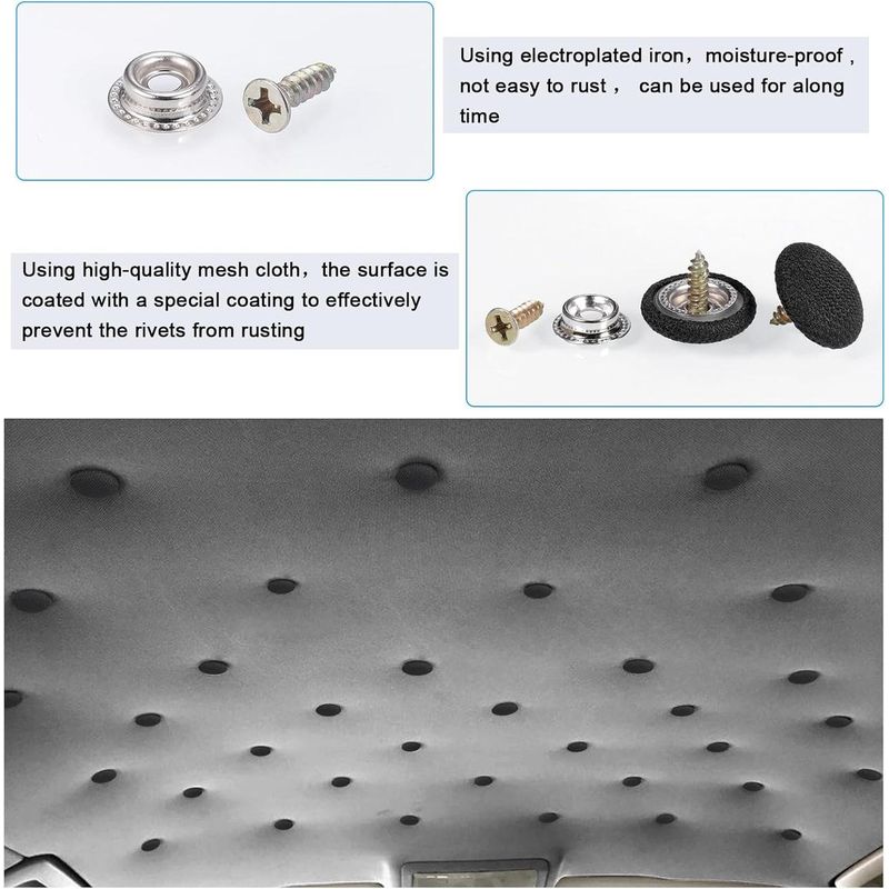 Auto si Moto - Piese auto si accesorii - Piese auto - Kit-uri revizie - Kit 65 capse, Pentru reparatia plafonului auto, Cu surubelnita si banda de masura, Compatibil Audi, Opel, BMW, - Infinity.ro